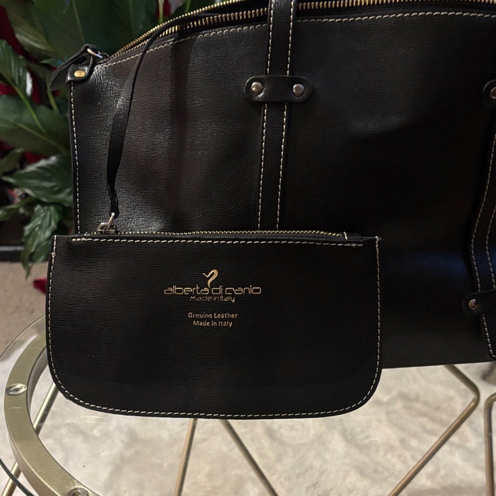 Alberta Di Canio Black Leather Shoulder Bag - Picture 6 of 8